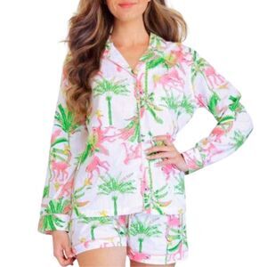 8 Oak Lane Women's Monkeys Long Sleeve Cotton Shorts Set, L/XL $89 B31